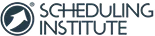 Scheduling Institute logo featuring a stylized clock and compass design with text.