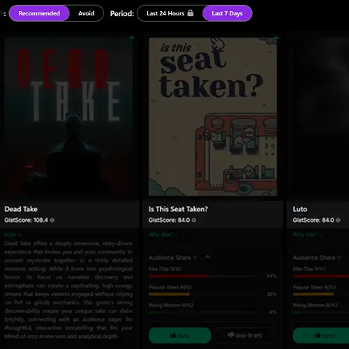 image of scheduled gaming events (for a gaming and entertainment)
