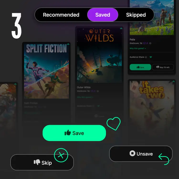 image of user saving or skipping their picks