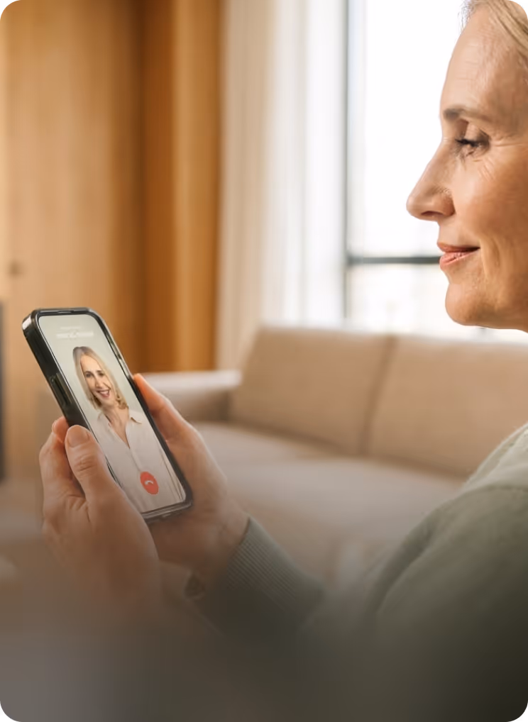 Middle-aged women on a video call with a specialist expert