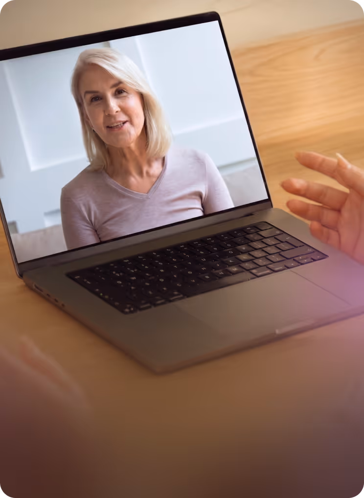 Woman on a video call on a laptop