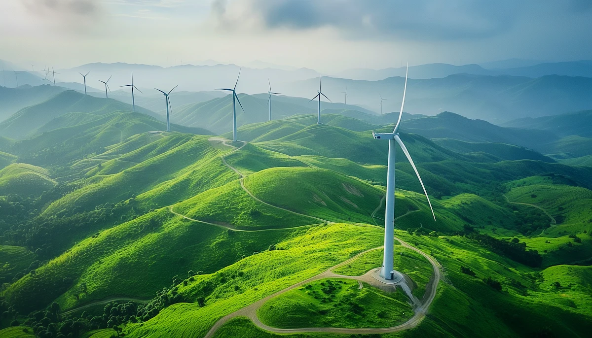 Aerial view of a wind mill