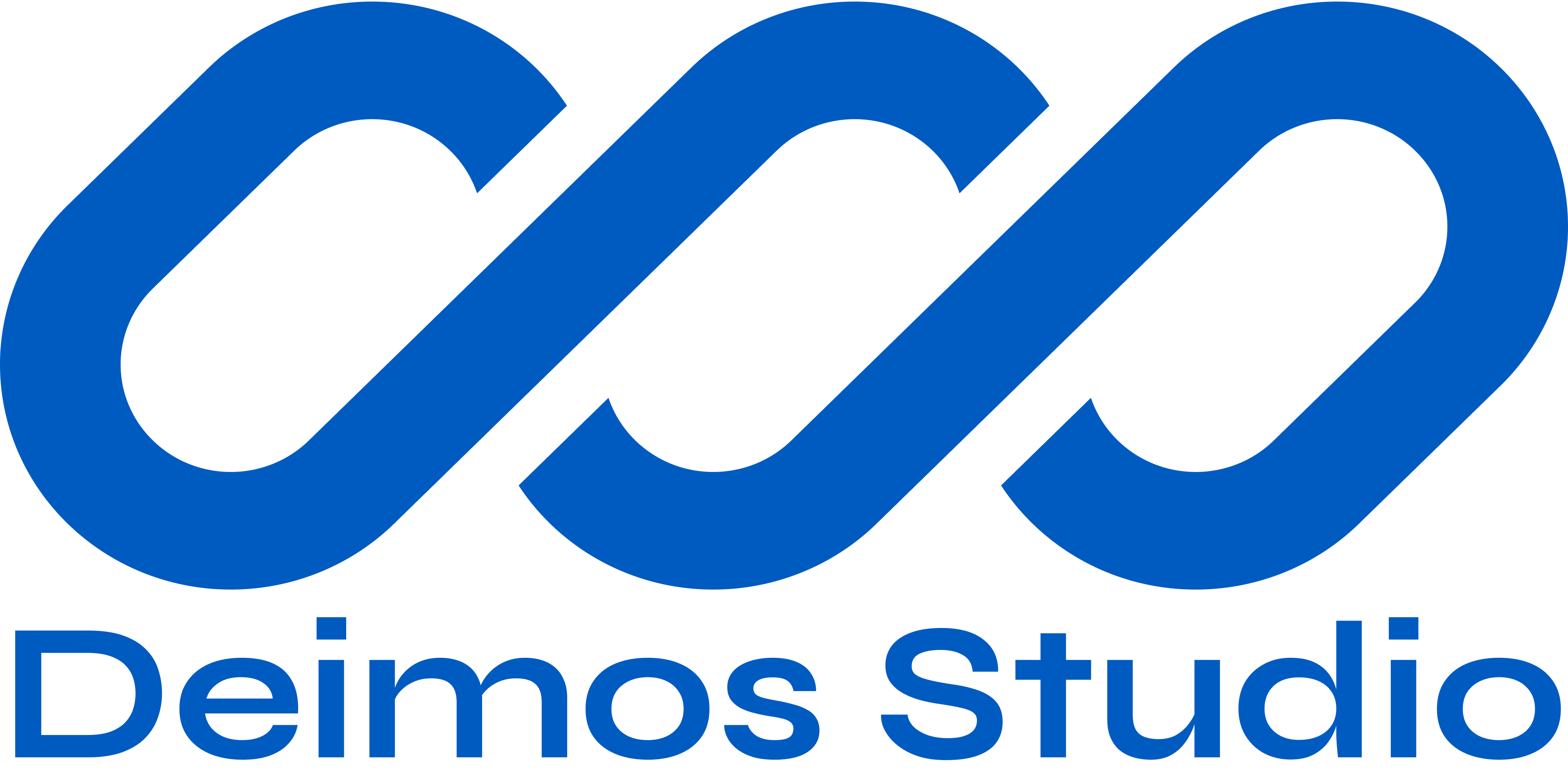 Blue interlocking chain links logo above the text Deimos Studio.