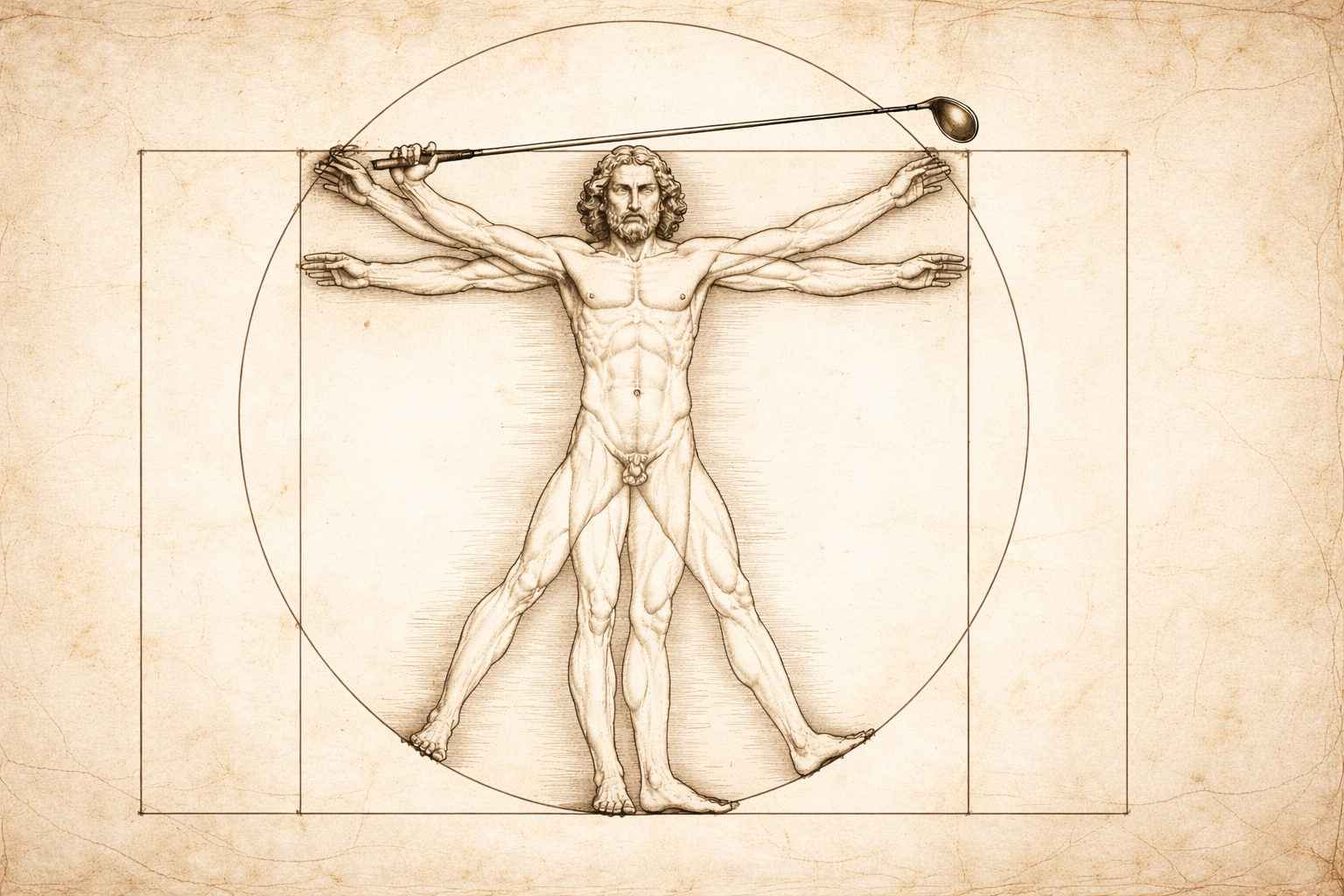 Golfer illustrating rotation and skeletal alignment