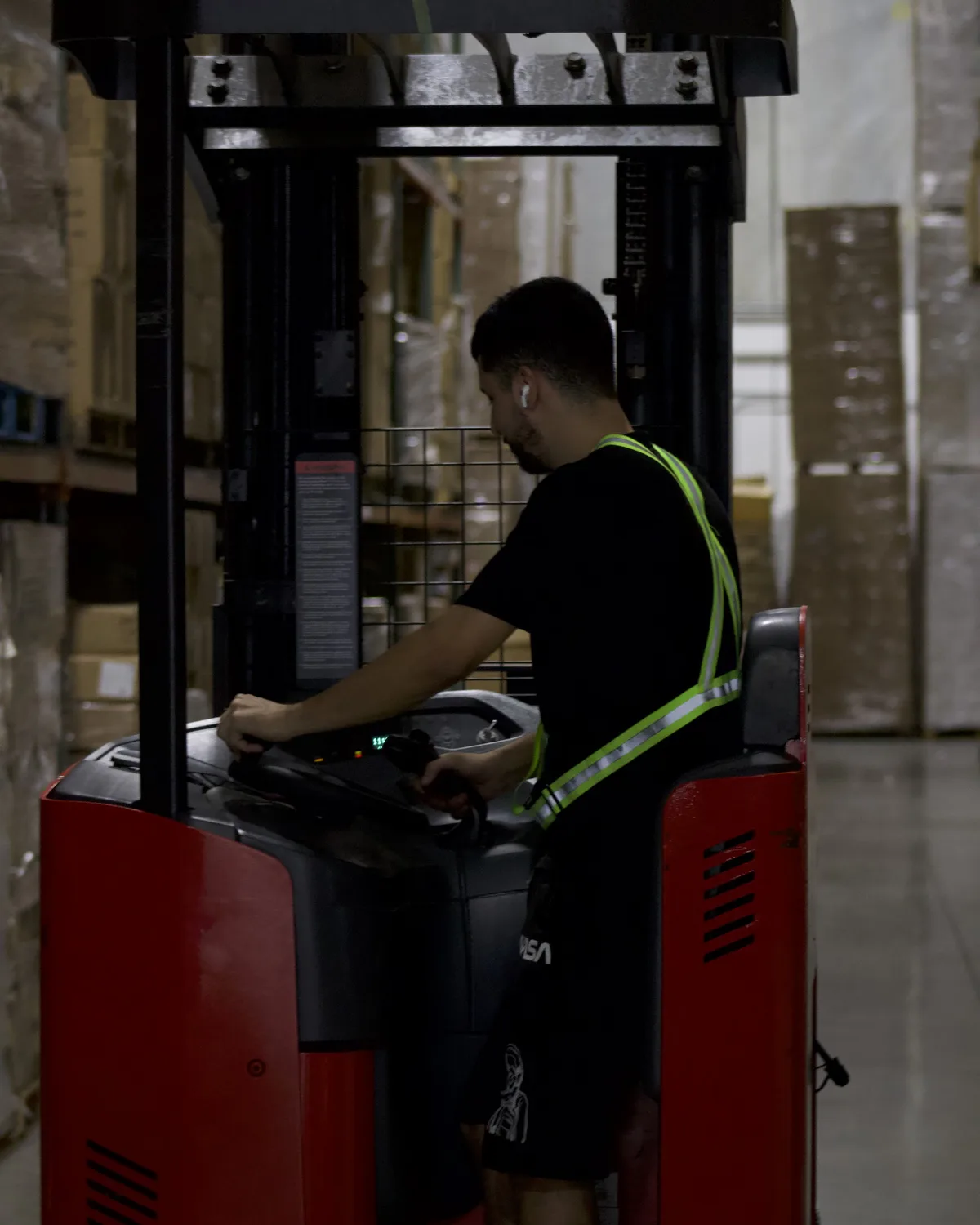 Reach truck operator moving inventory at the Doral eHub in Miami