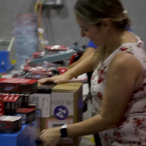Packed orders lined up during peak season