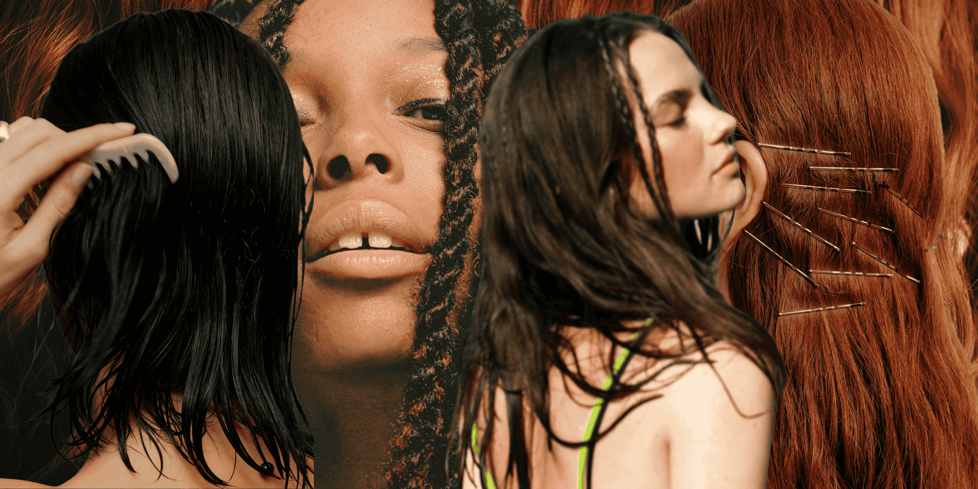 collage of four models with great hair