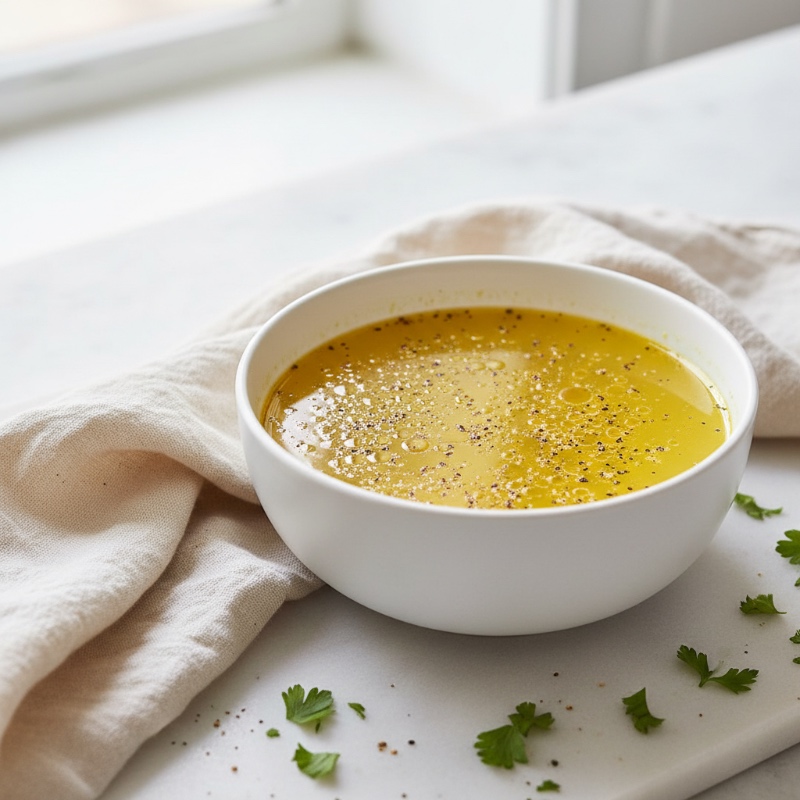 chicken broth in bowl