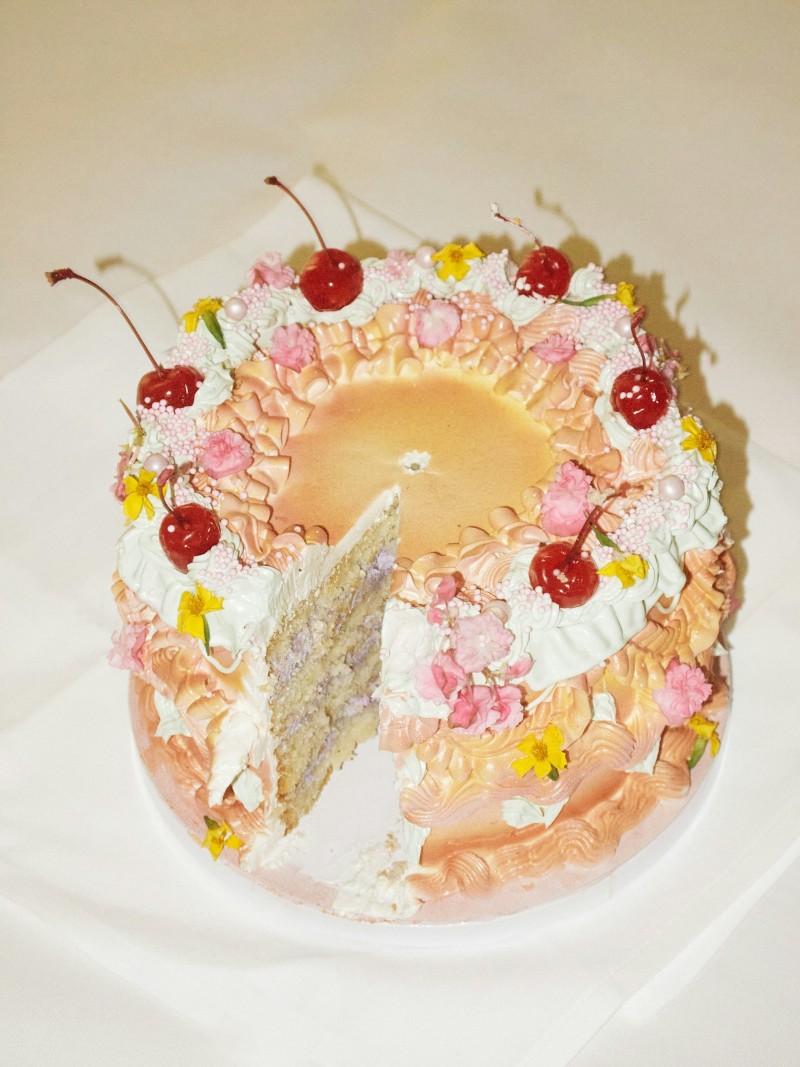 cake with cherries on top