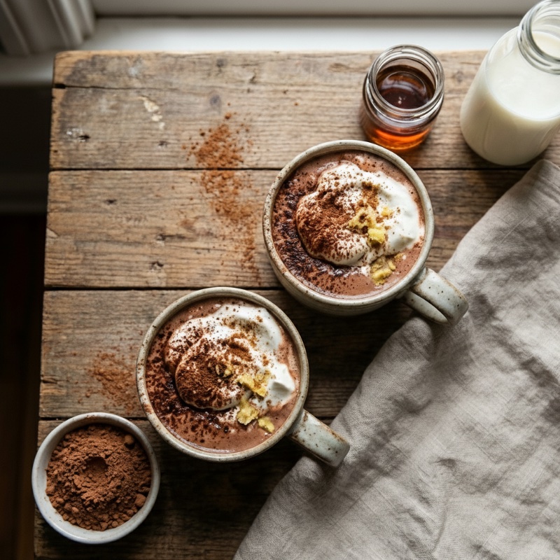 Gingerbread Hot Chocolate Drinks On Table