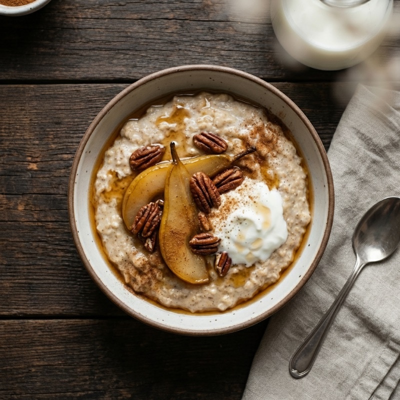Porridge with pear & pecans. 