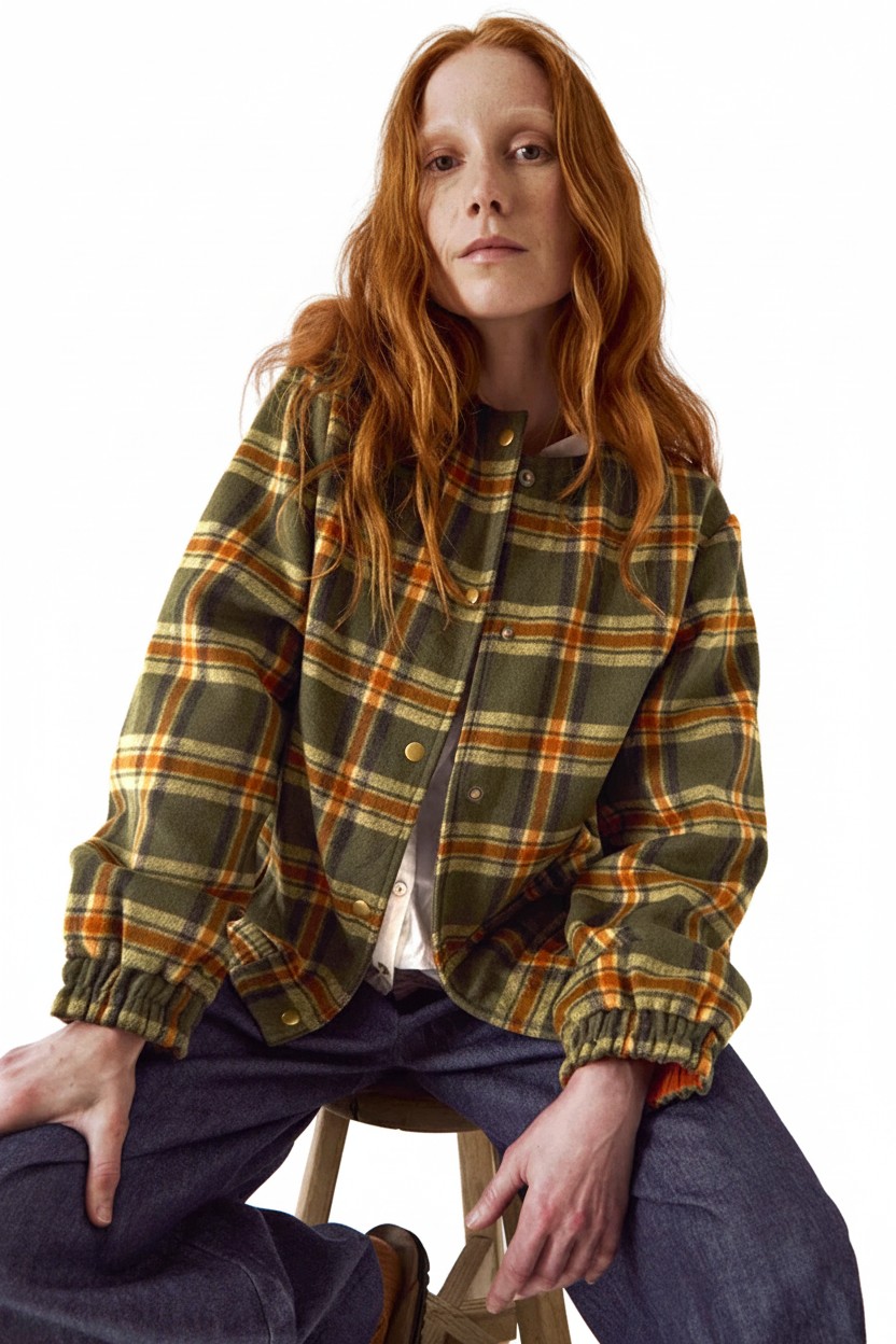 Zoha Check Bomber Jacket