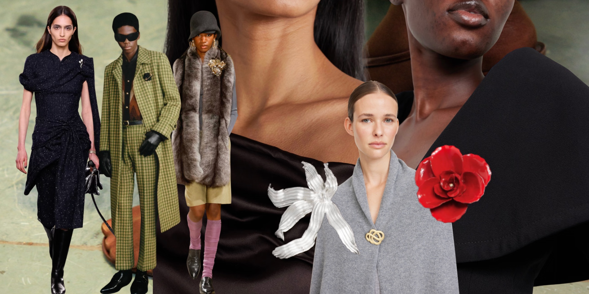 collage of fashion brooches