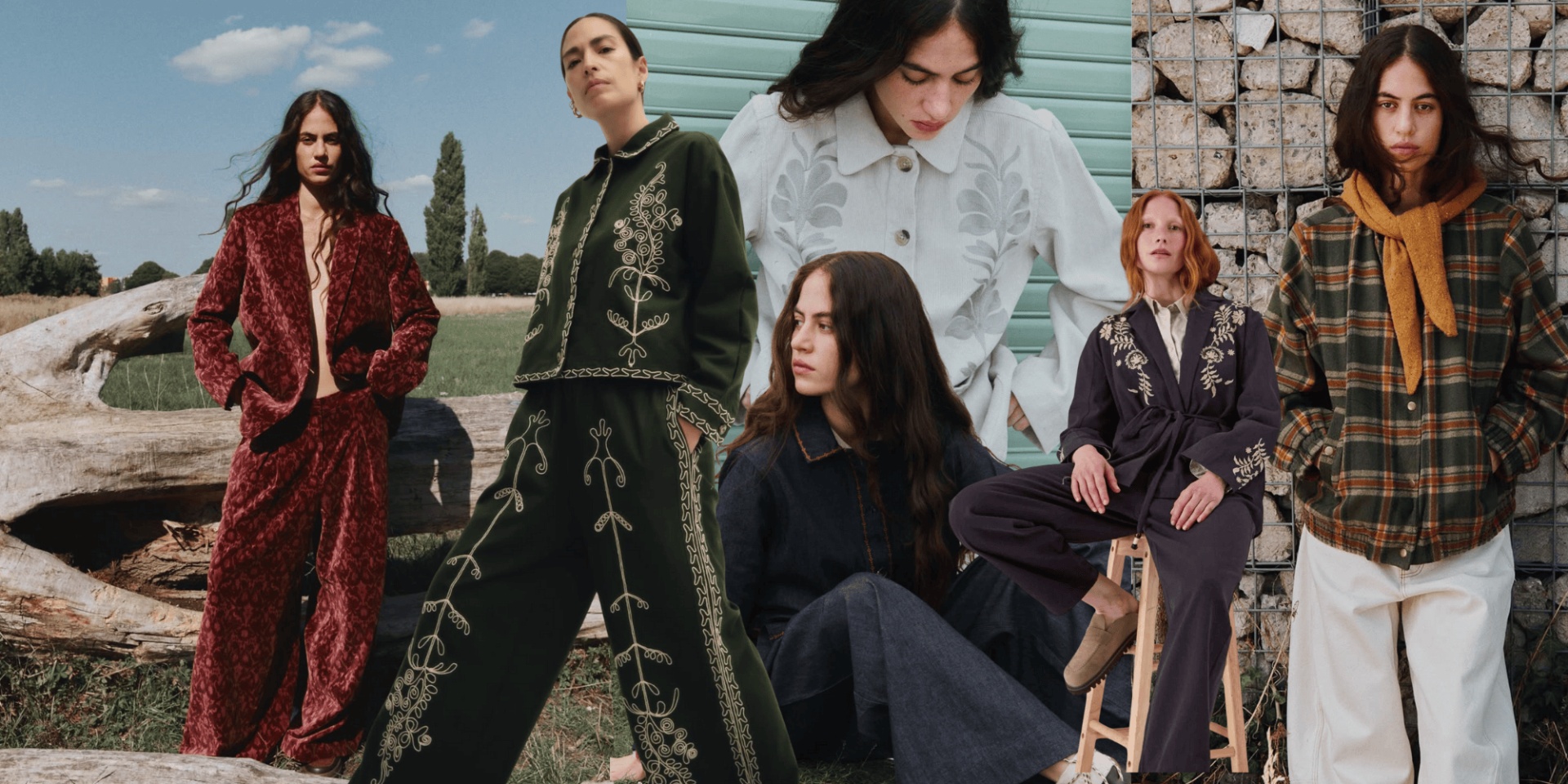 collage of models wearing East clothing