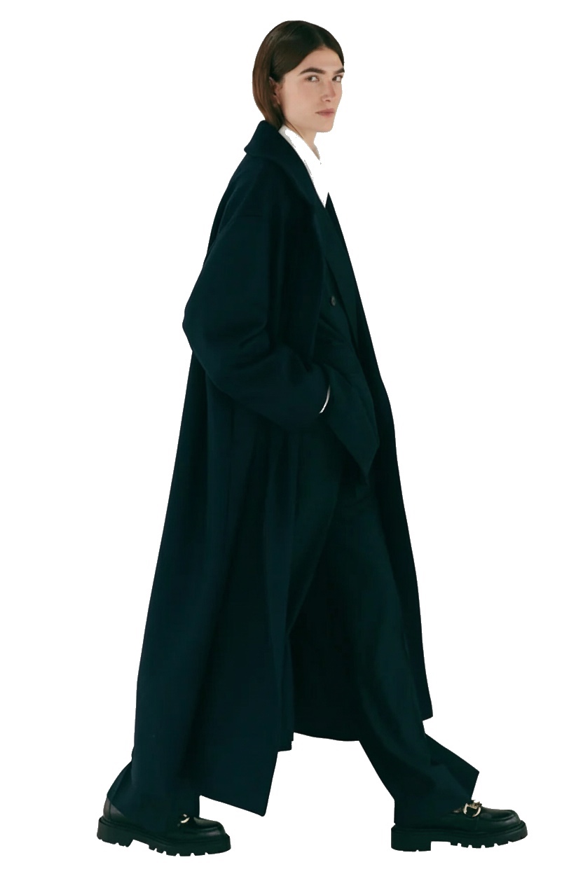 Navy Wool Grandad Coat Wool