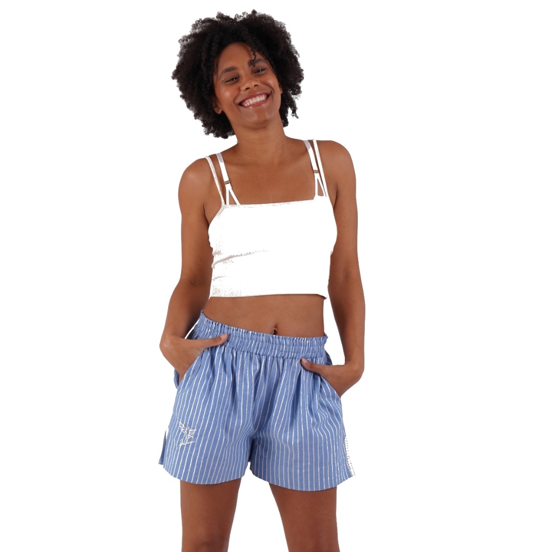 Peachaus - Peonie Stripe Ethical-Cotton Pyjama Shorts 