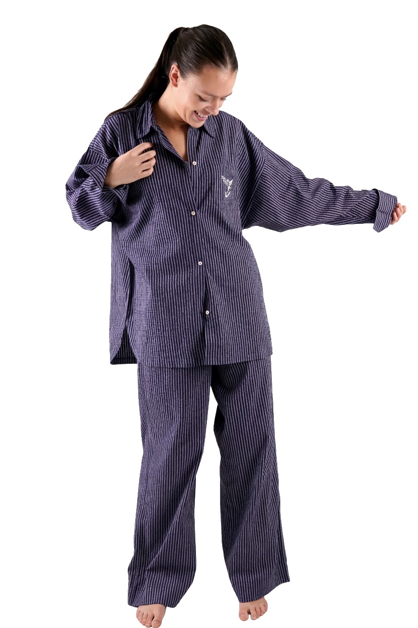 Peachaus - Yew Striped Ethical Cotton Pyjama Shirt 