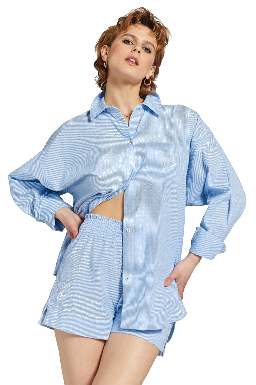 Peachaus - Yew Striped Ethical Cotton Pyjama Shirt 