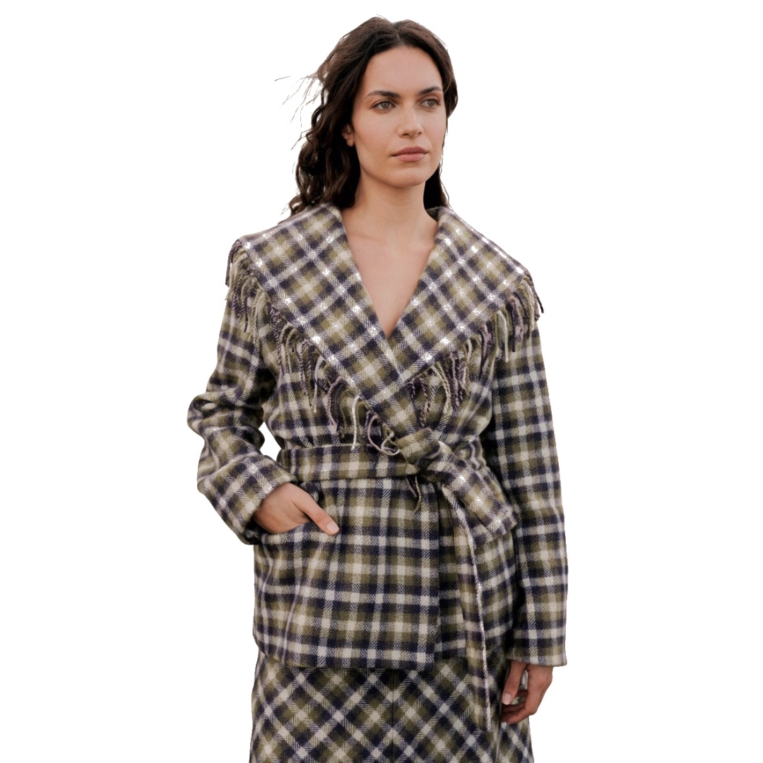 HERD - Penrith Fringed Jacket in Forest Tartan