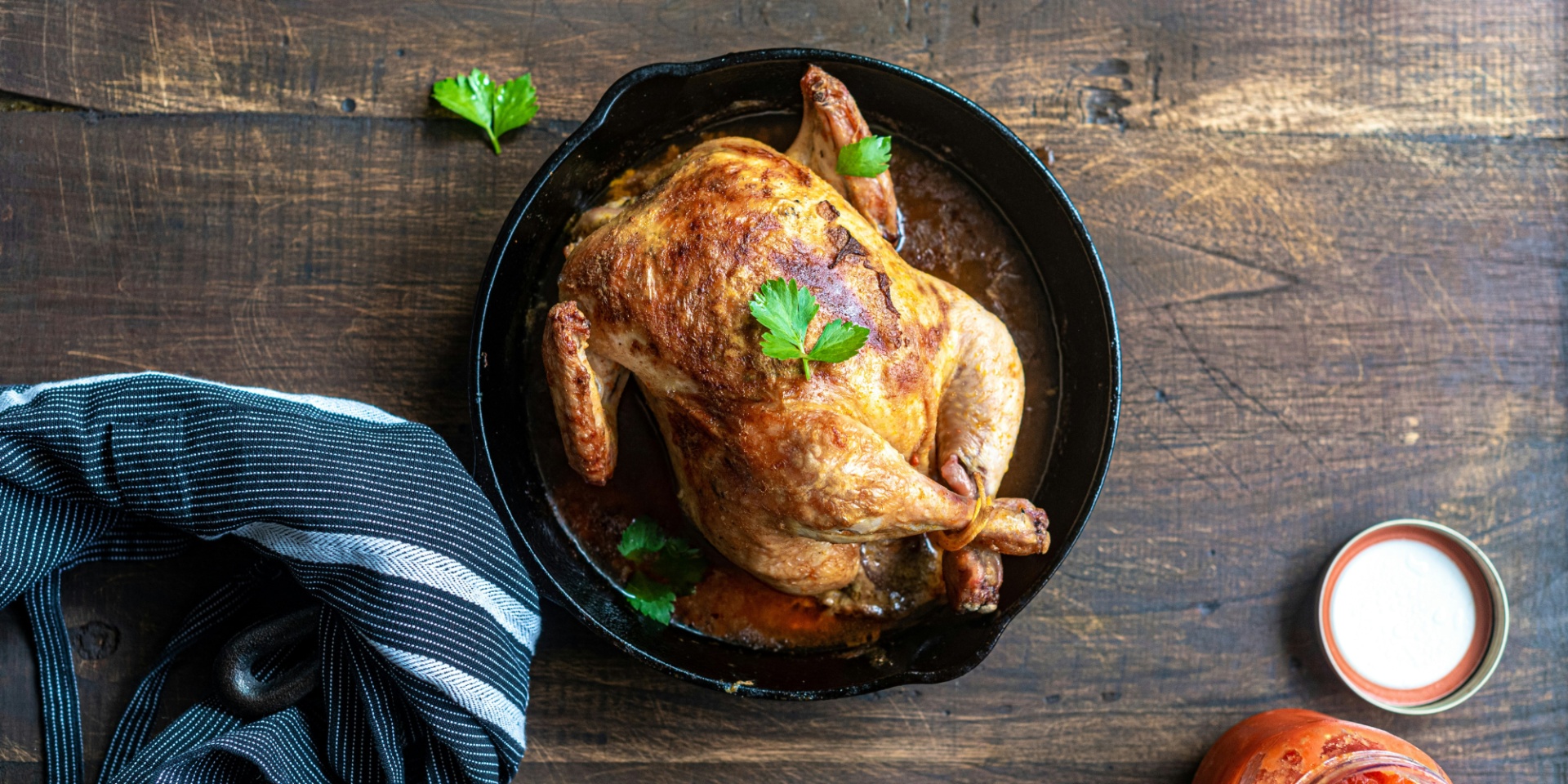 roast chicken in skillet