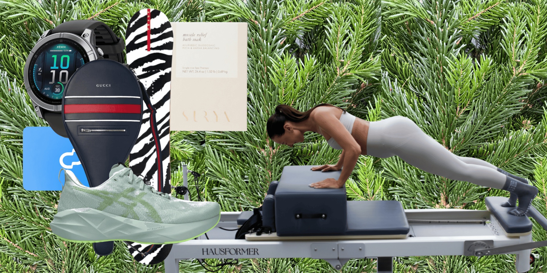 collage of fitness christmas gifts