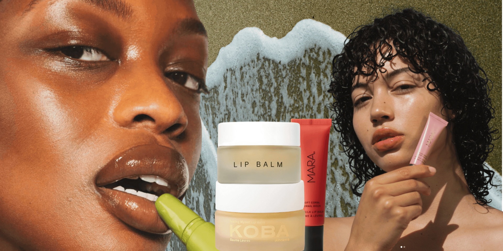 collage of models using clean lip balms