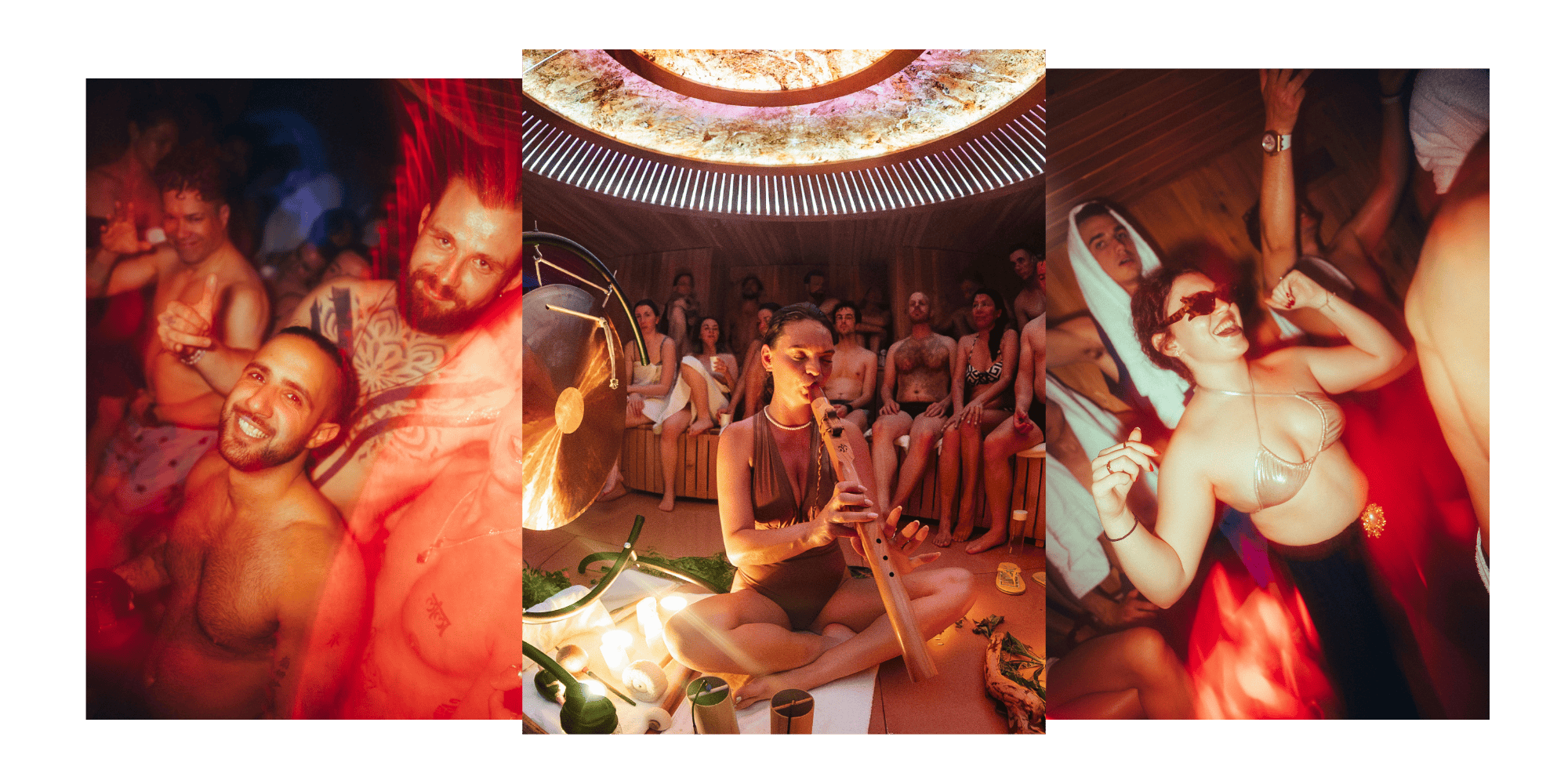 collage of AndSoul sauna events