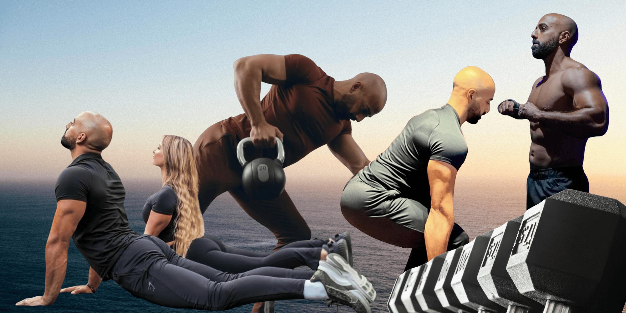 Collage of Ali Malik strength training