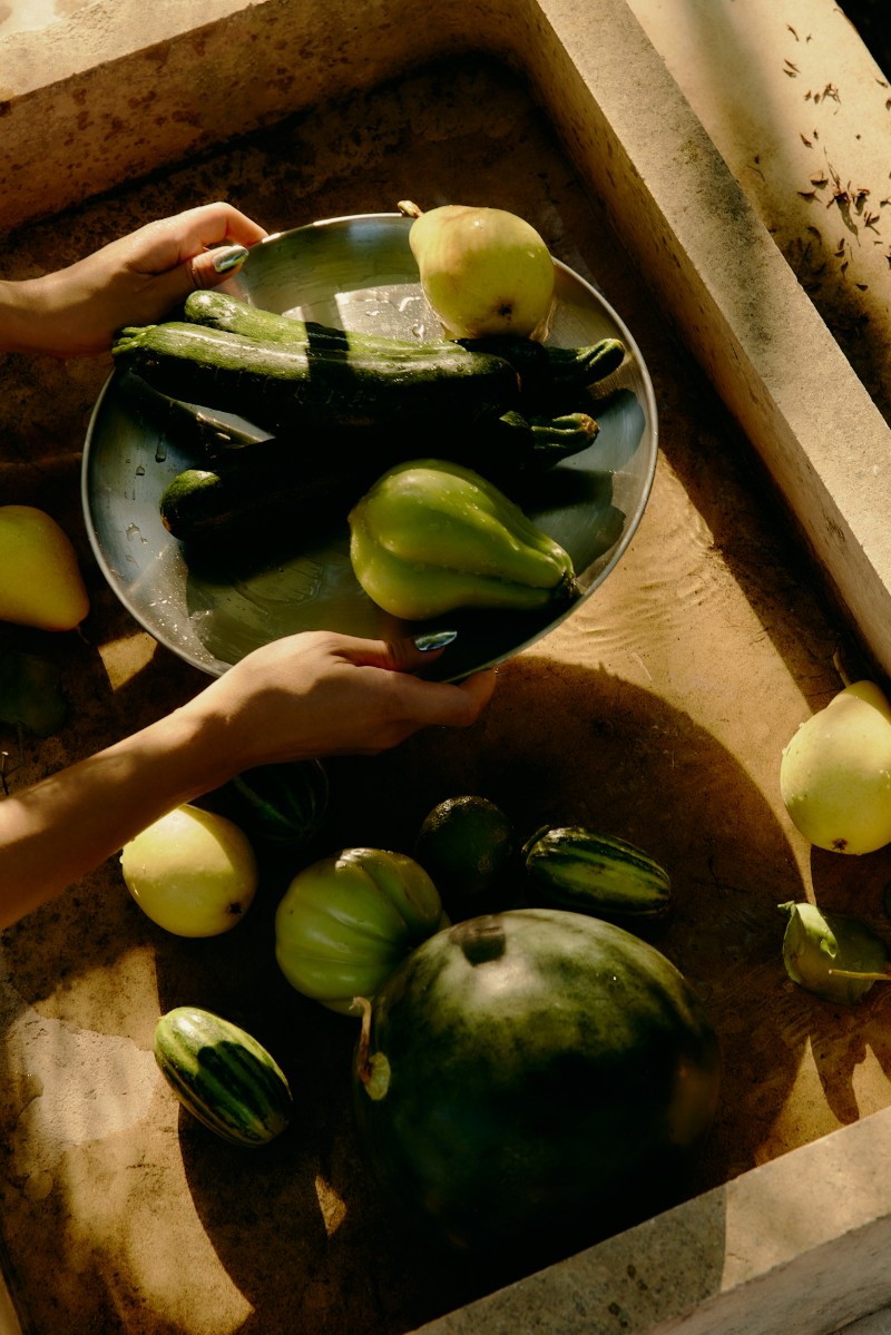 vegetables in sink