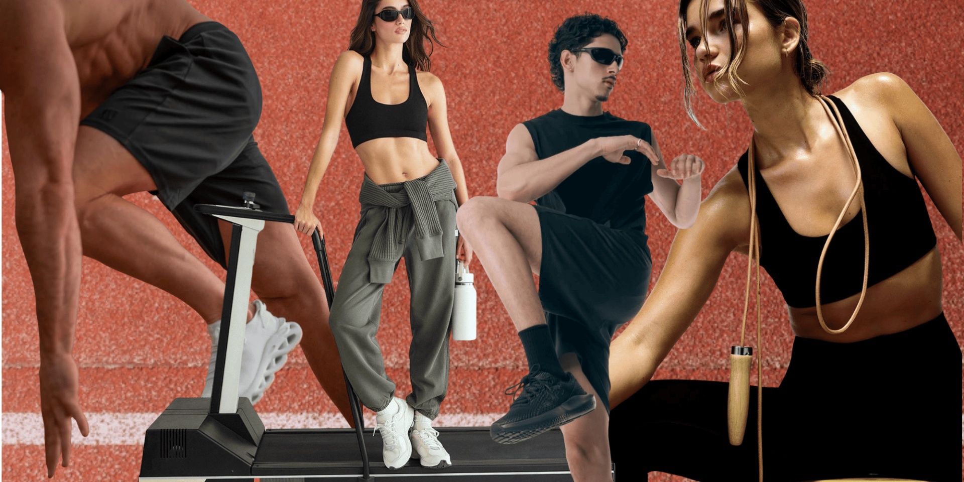 collage of models wearing gym kit