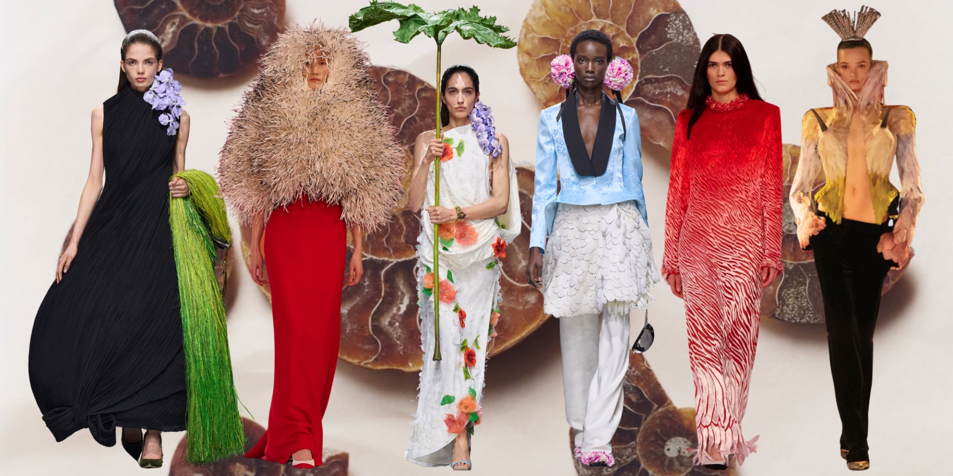 Paris Haute Couture collage with models from Dior, Chanel and Schiaparelli