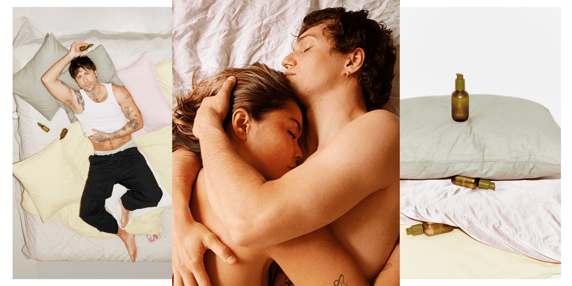collage of sitre models on bed
