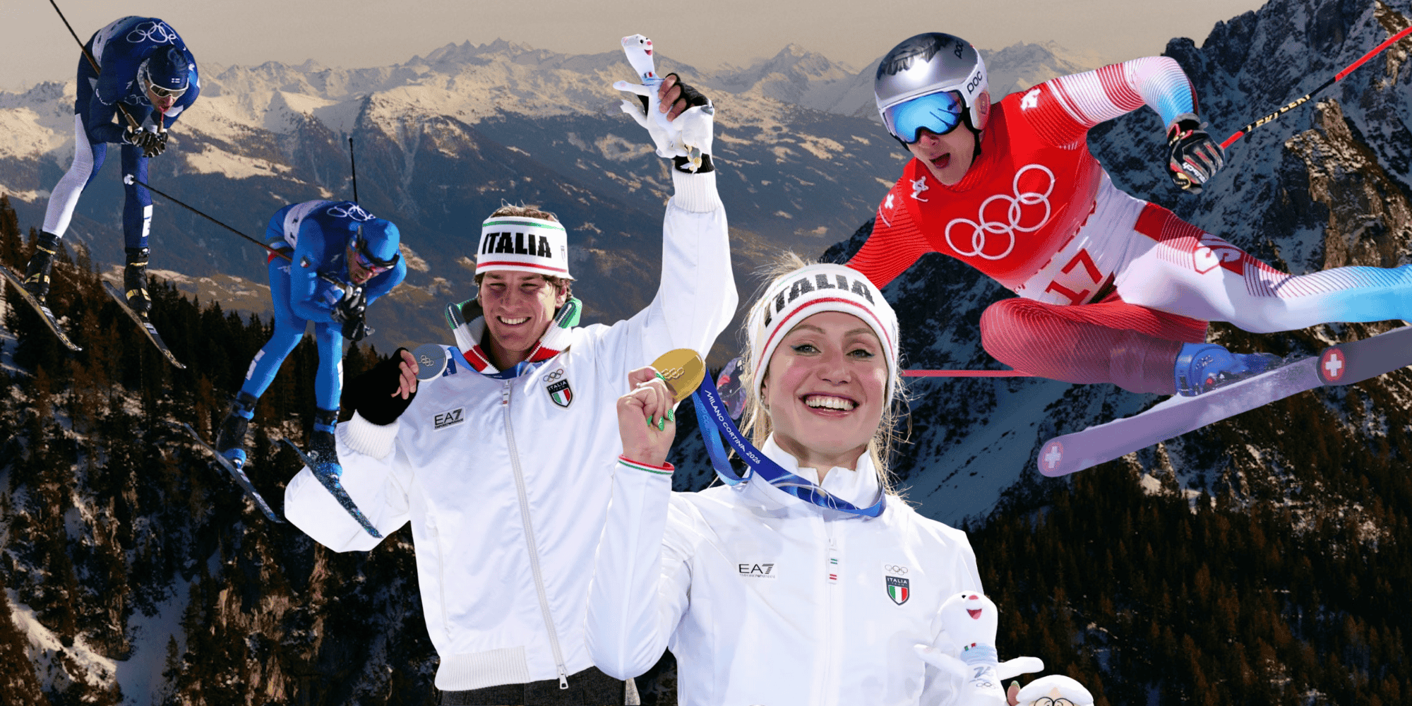 collage of winter olympics athletes