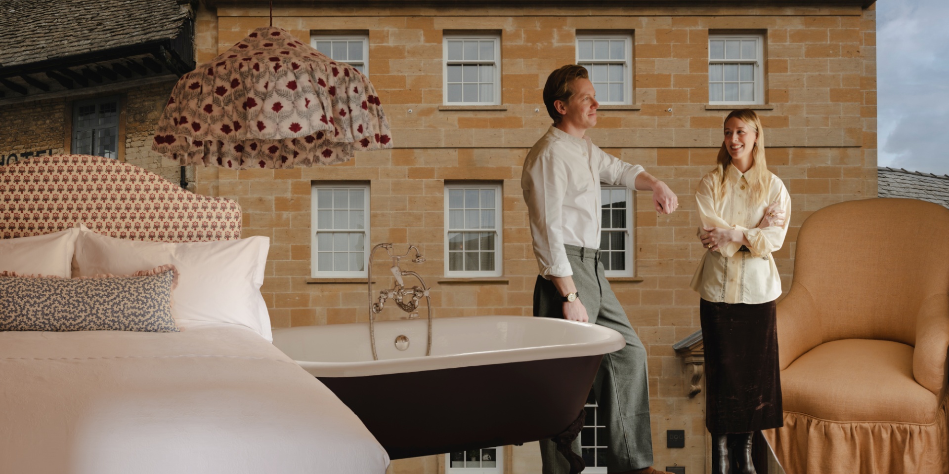 collage of The Vaults with bed, bath and table