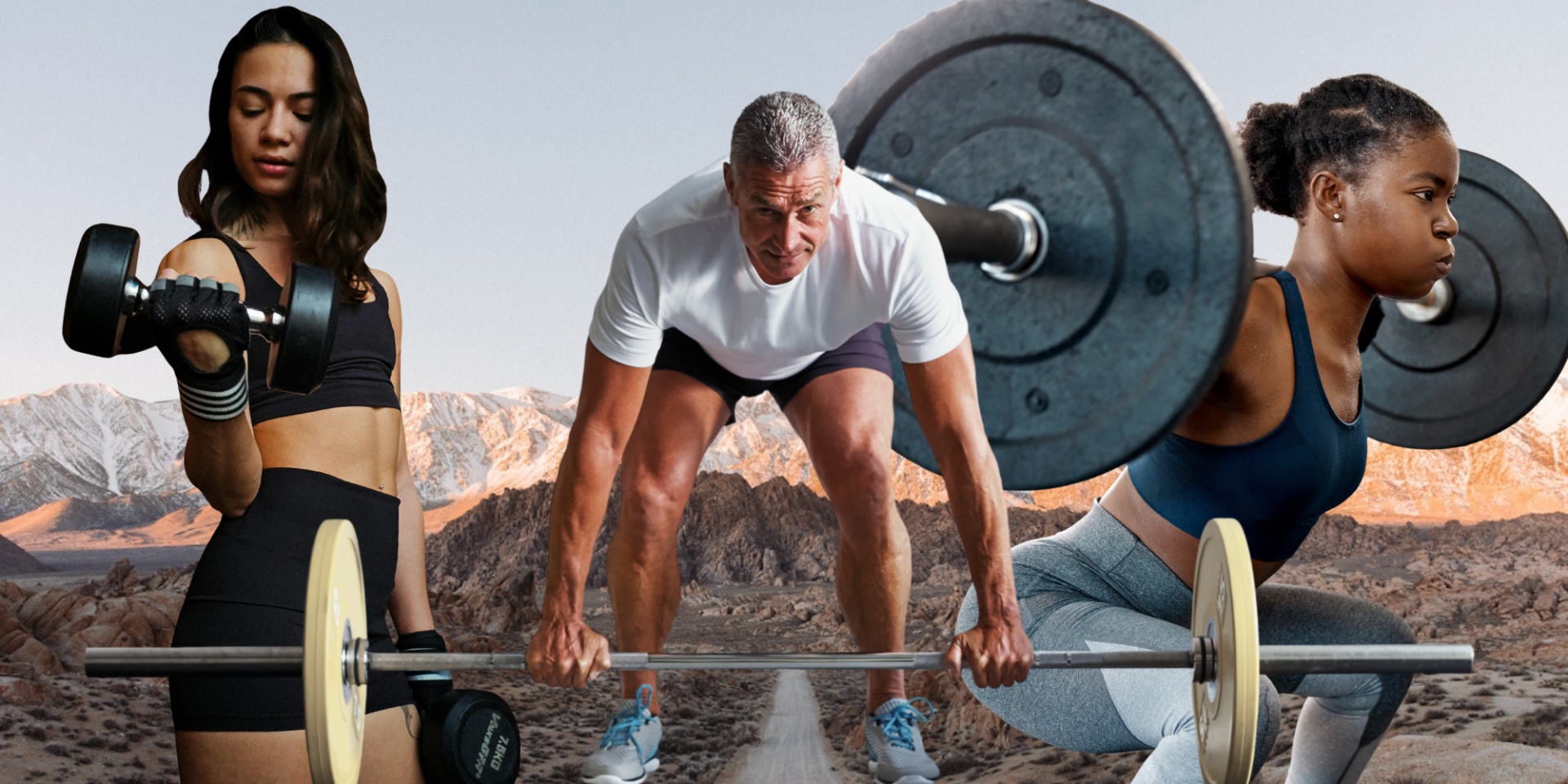 collage of people lifting weights
