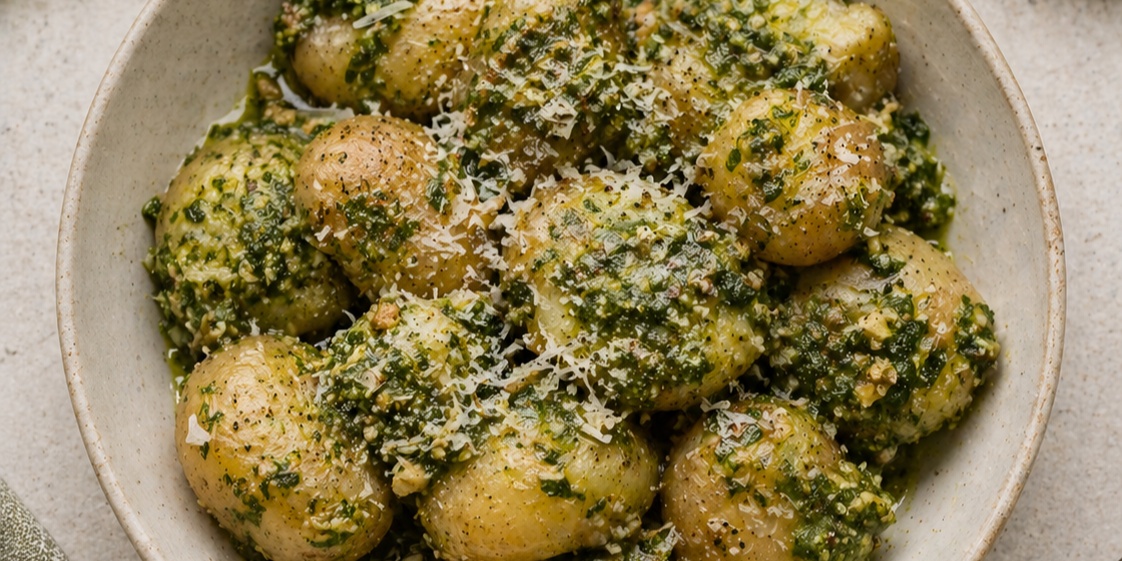 Wild Garlic & Hazelnut Pesto With Warm New Potatoes