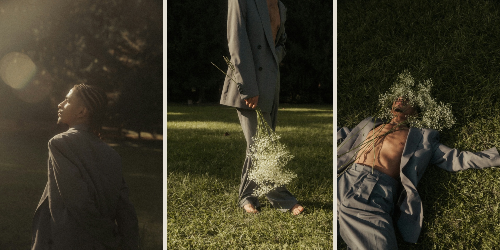 collage of man in field