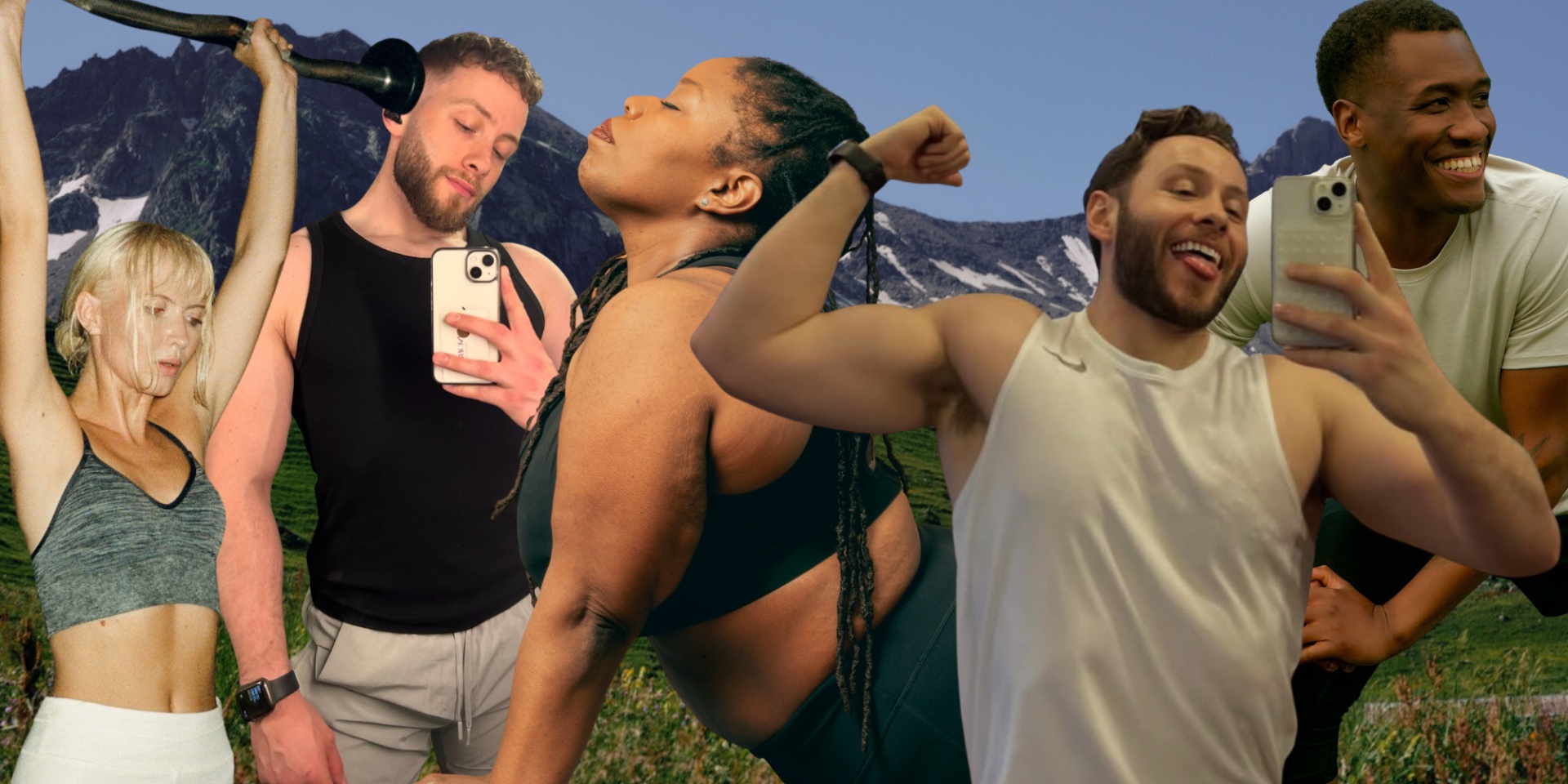 collage of people doing workouts