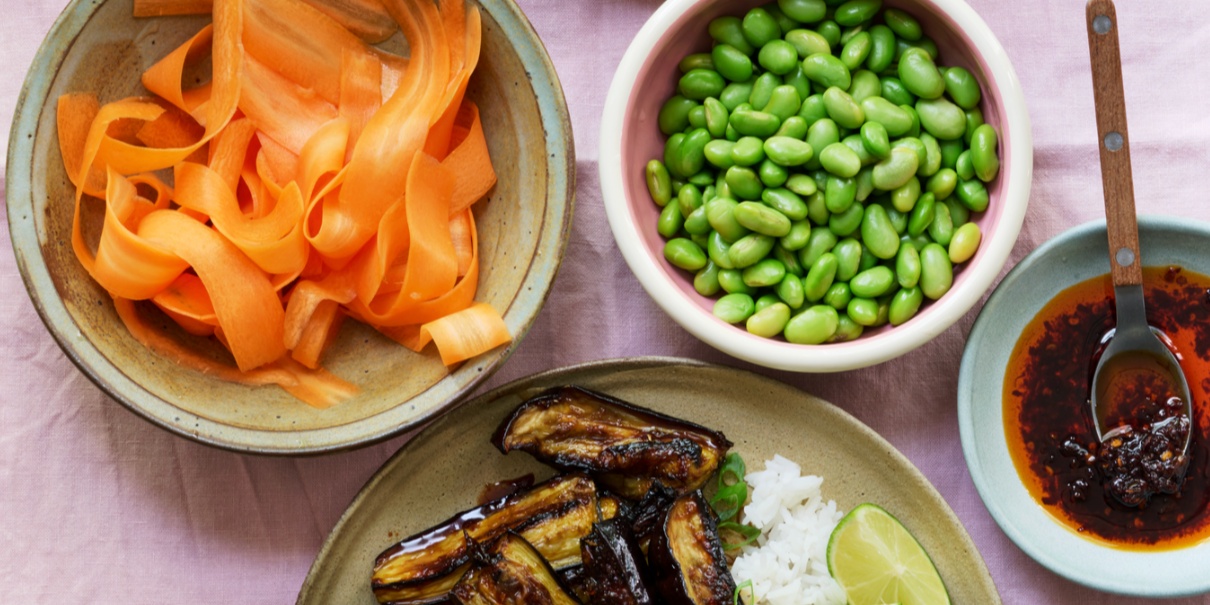 Sticky Aubergine Rice Bowls