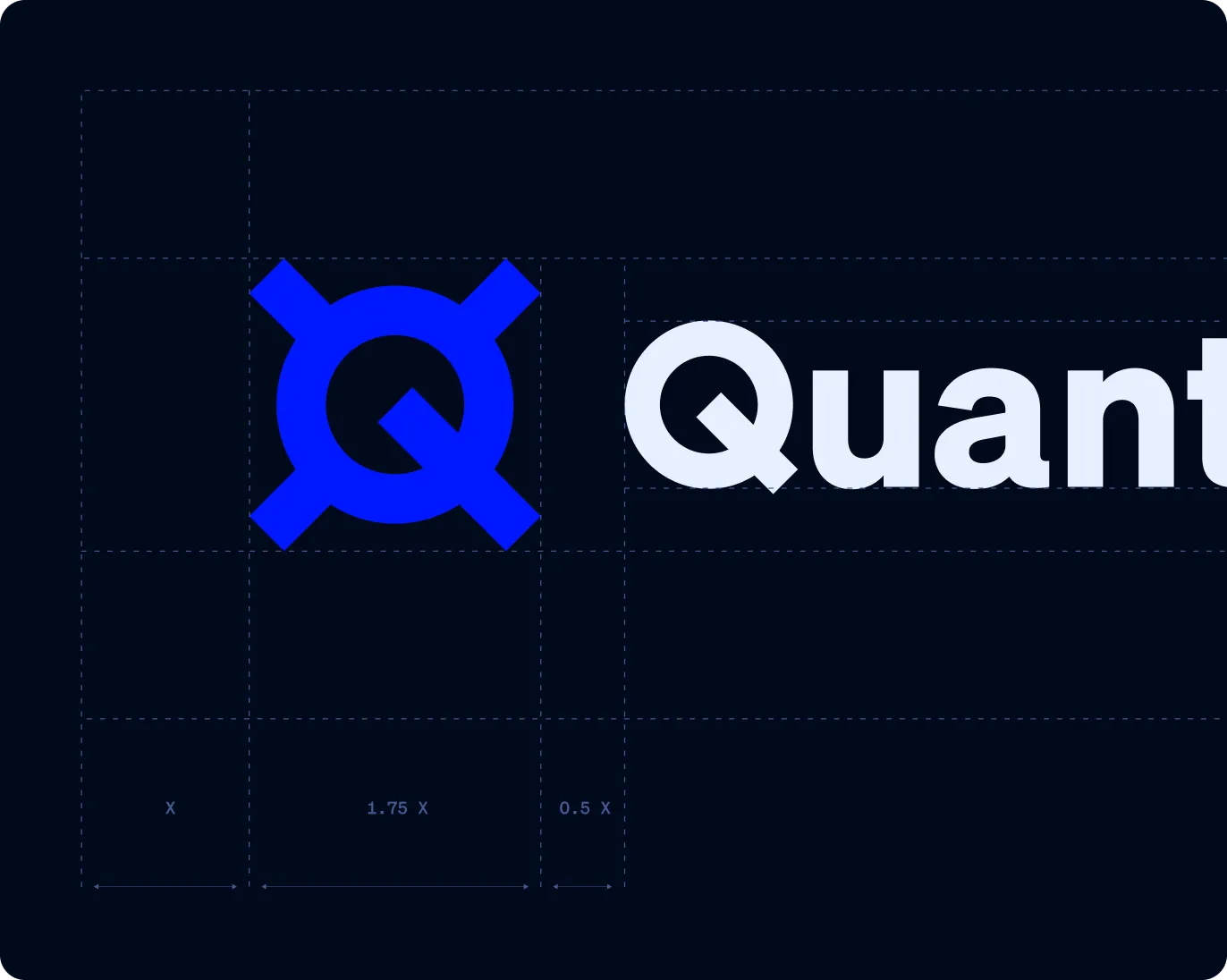 Blue Quantstamp logo featuring a stylized 'Q' with measurements around it on a dark background.