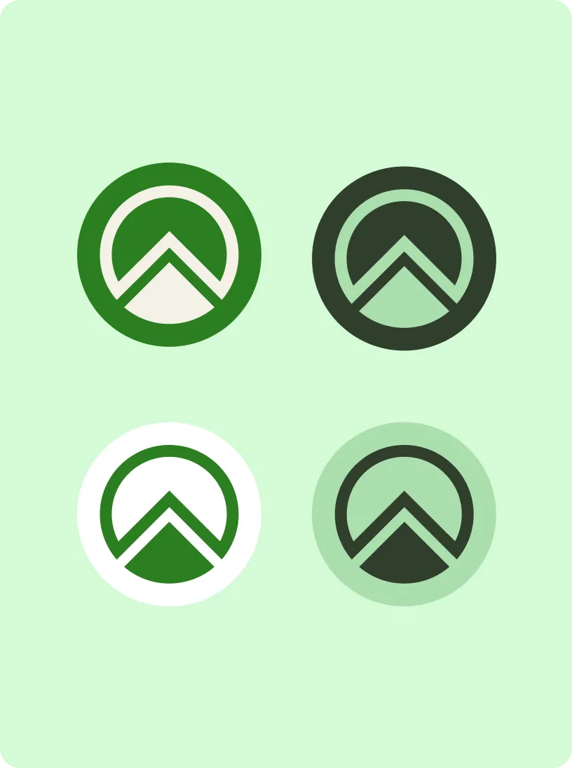 Four circular arrow icons in various green and black color combinations arranged in a 2x2 grid on a light green background.