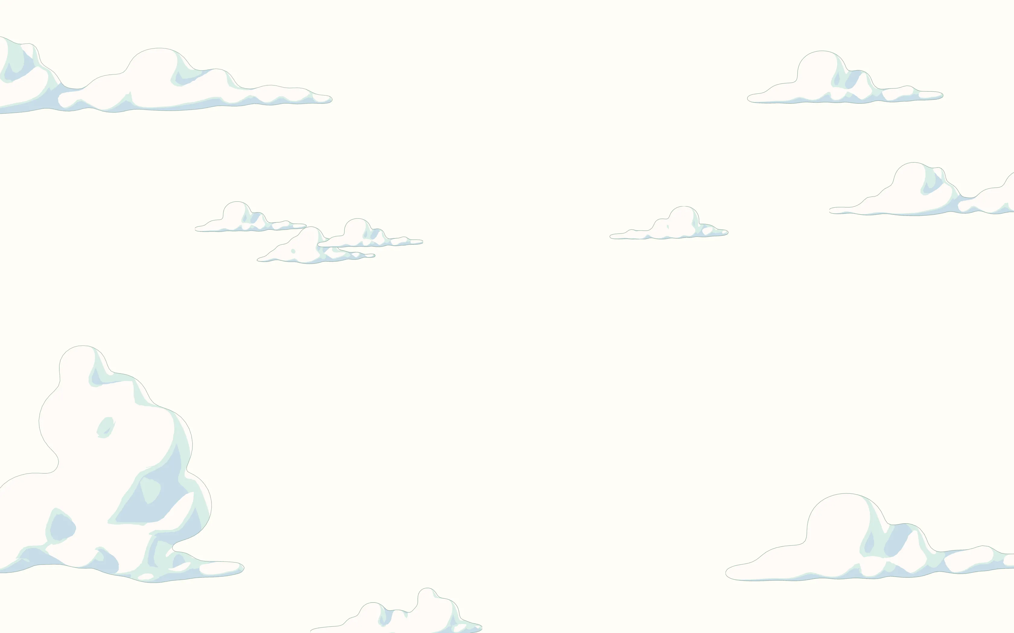 Illustration of scattered white fluffy clouds on a light background.