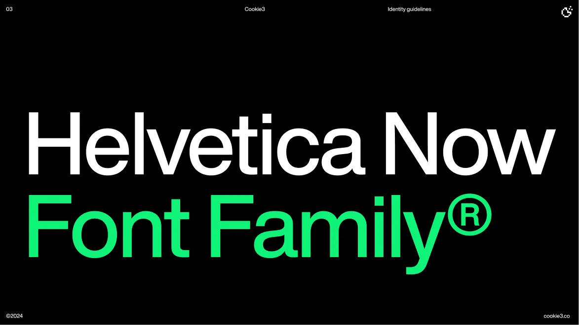 Text reading 'Helvetica Now Font Family®' in white and green on a black background.