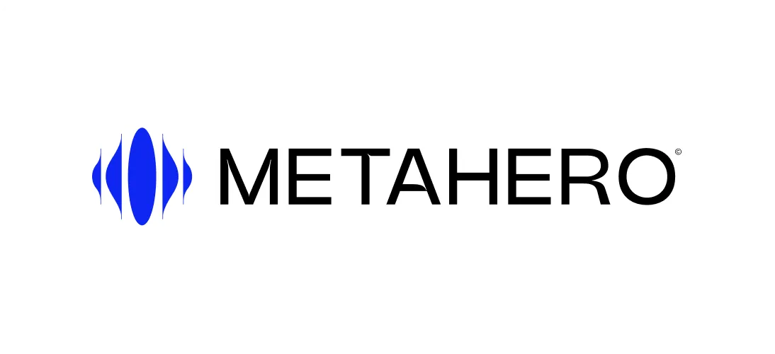 METAHERO logo with a stylized blue geometric shape to the left of the text.