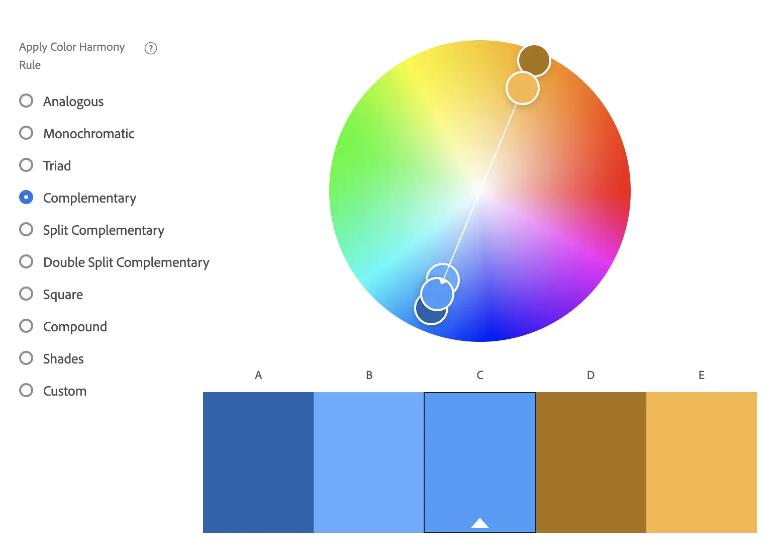 Complementary colour palette