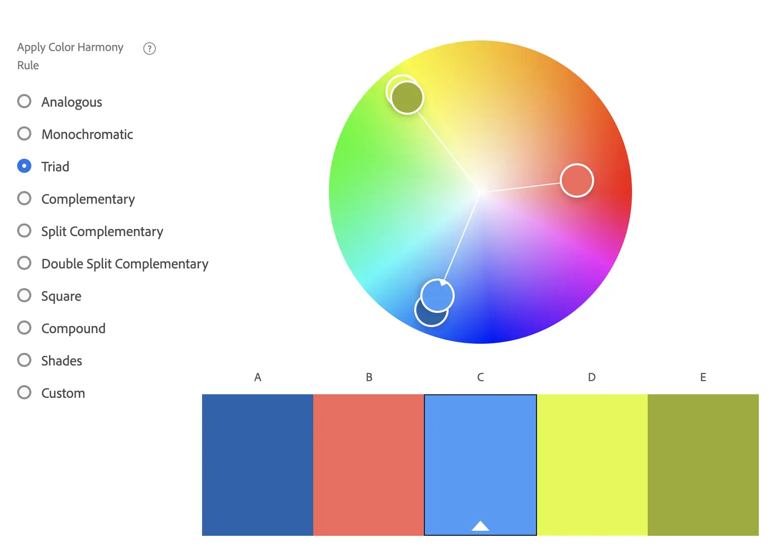 Triad colour palette