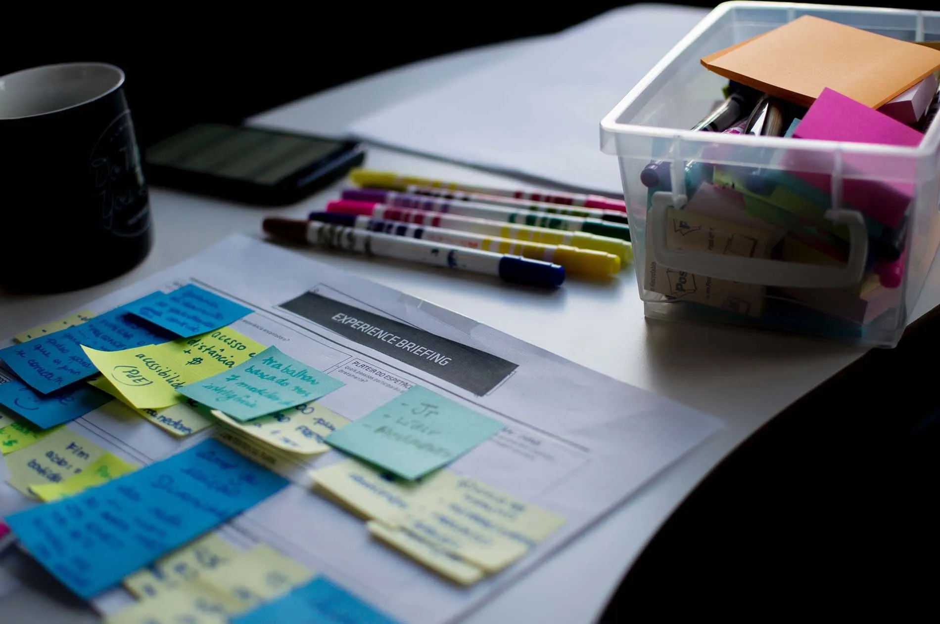 Design brief sticky notes