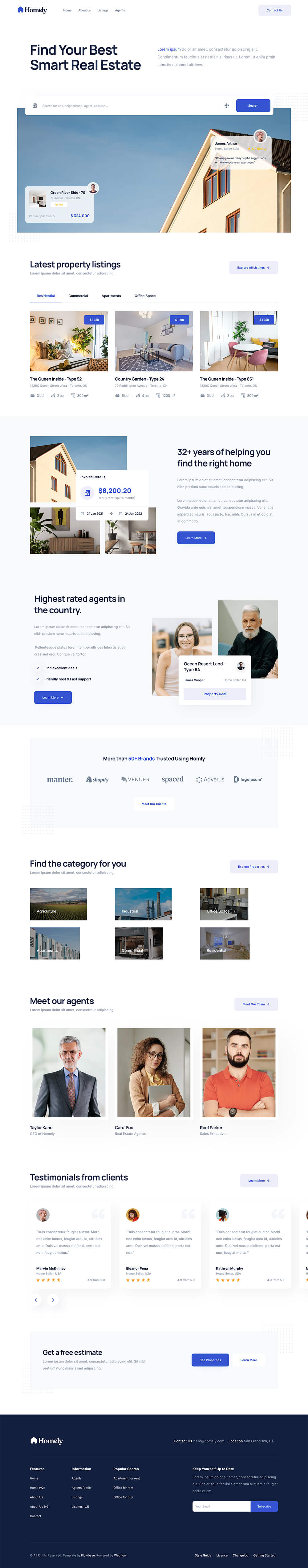 Homely website template made in webflow