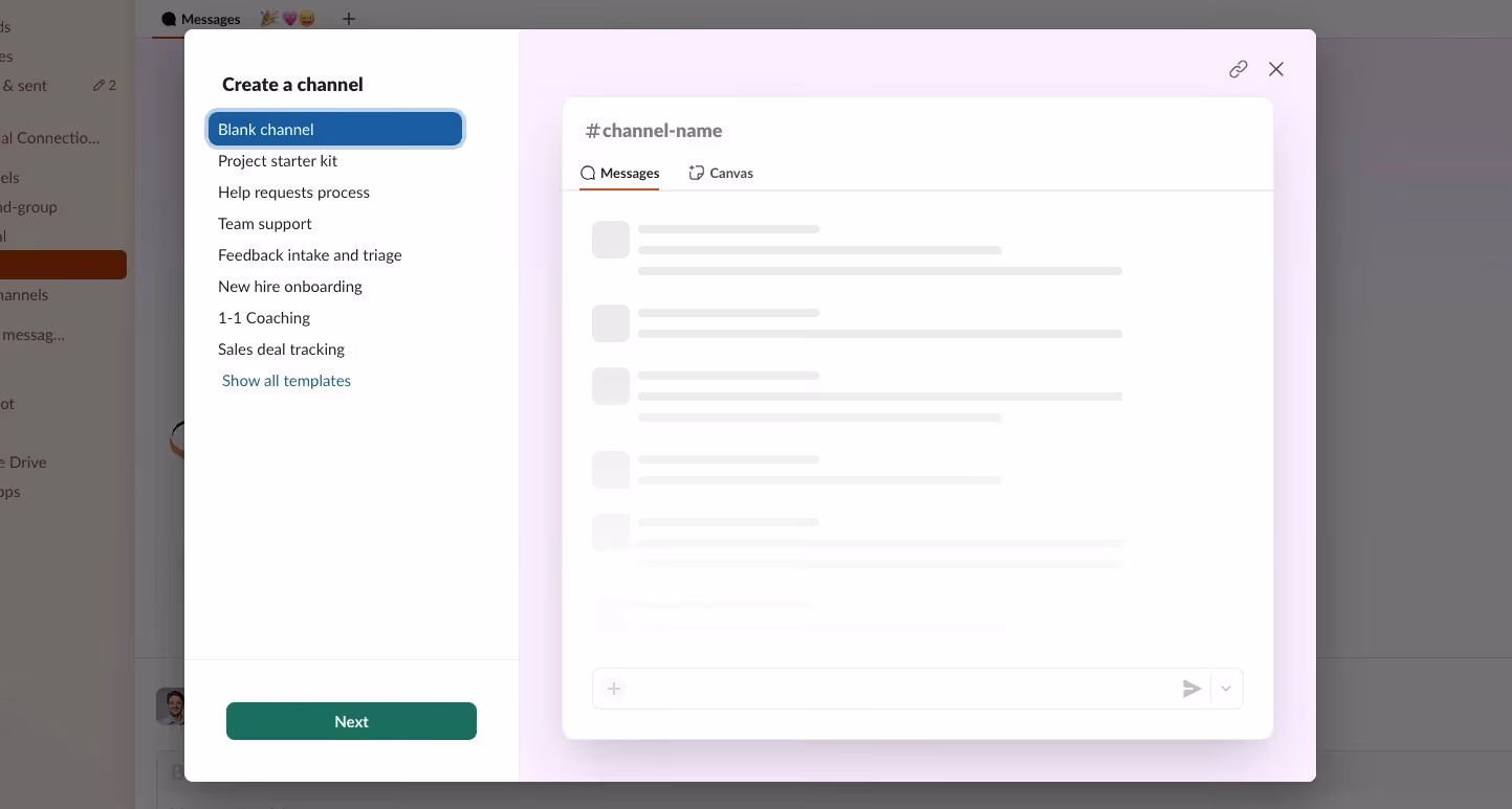 create slack channel