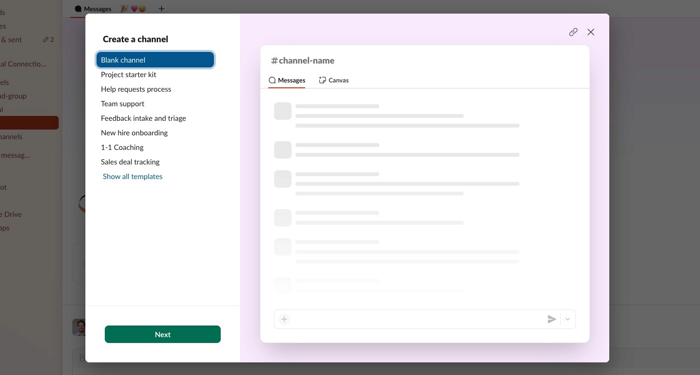 create slack channel